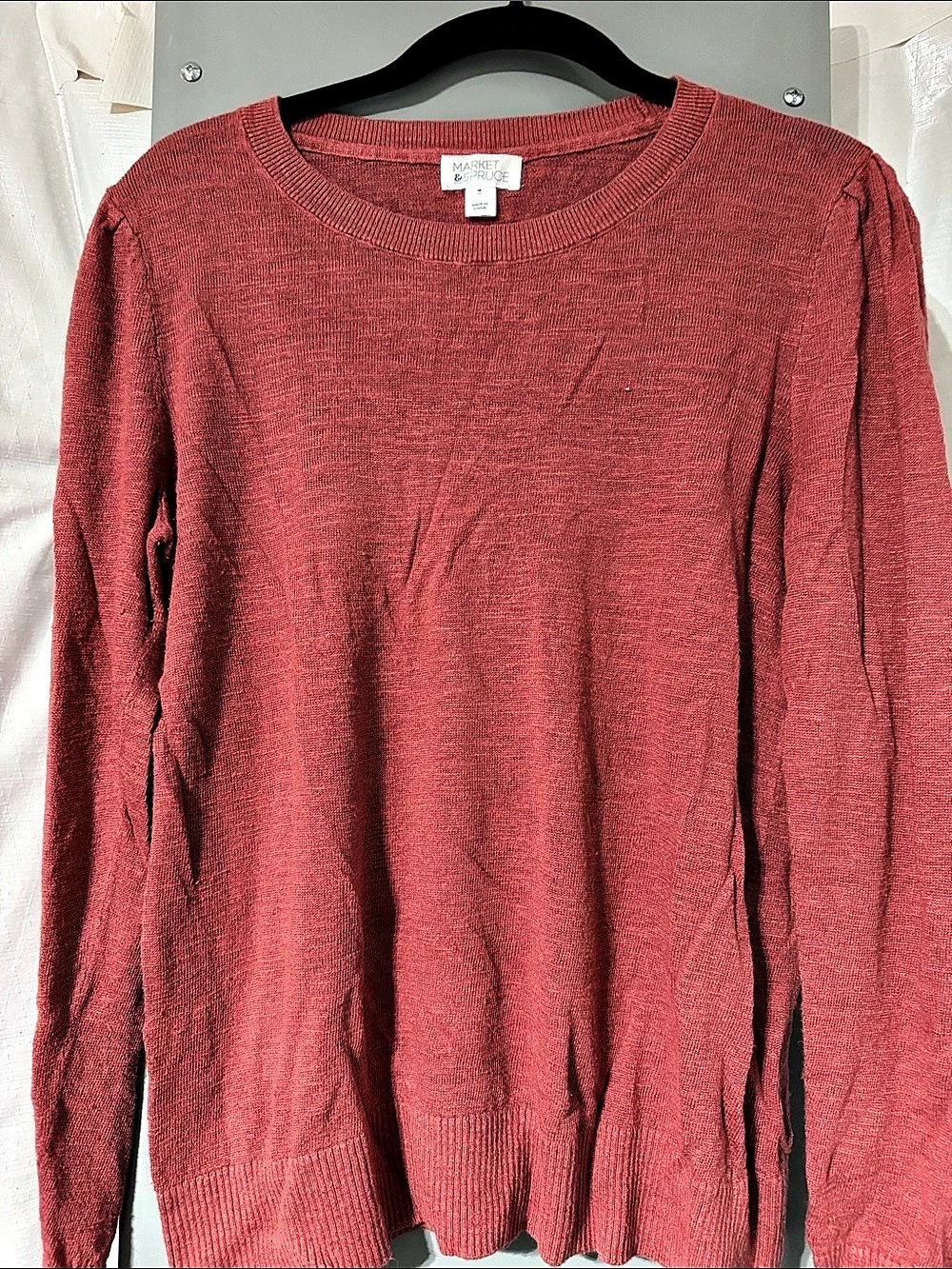 Market & Spruce Women's Crew Neck Sweater in Red Size Medium